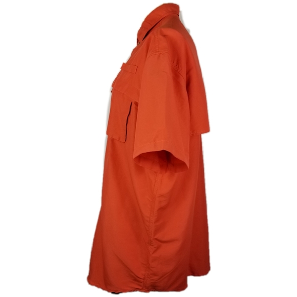 L.L. Bean Mens Fishing Shirt Sz L Orange Vented - Picture 3 of 6